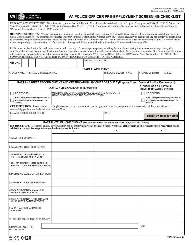 VA Form 0120 - Page 1
