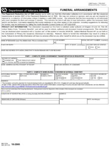 VA Form 10-2065 – Funeral Arrangements - VA Forms