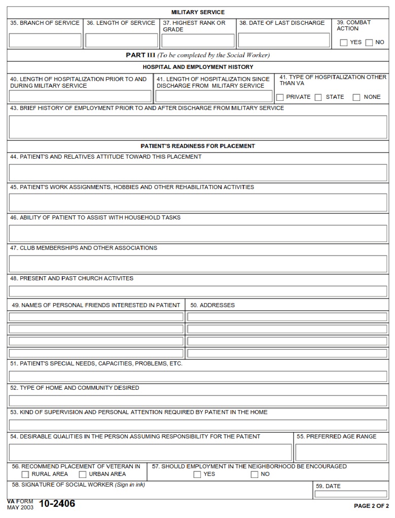 VA Form 10-2406 - Page 2
