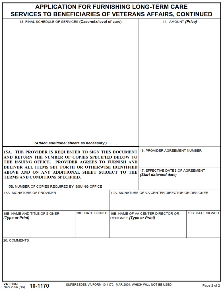 VA Form 10-1170 - Page 2