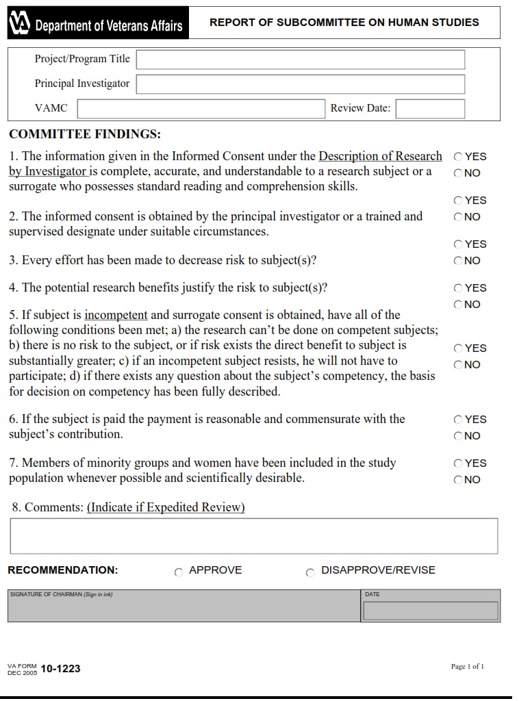 VA Form 10-1223