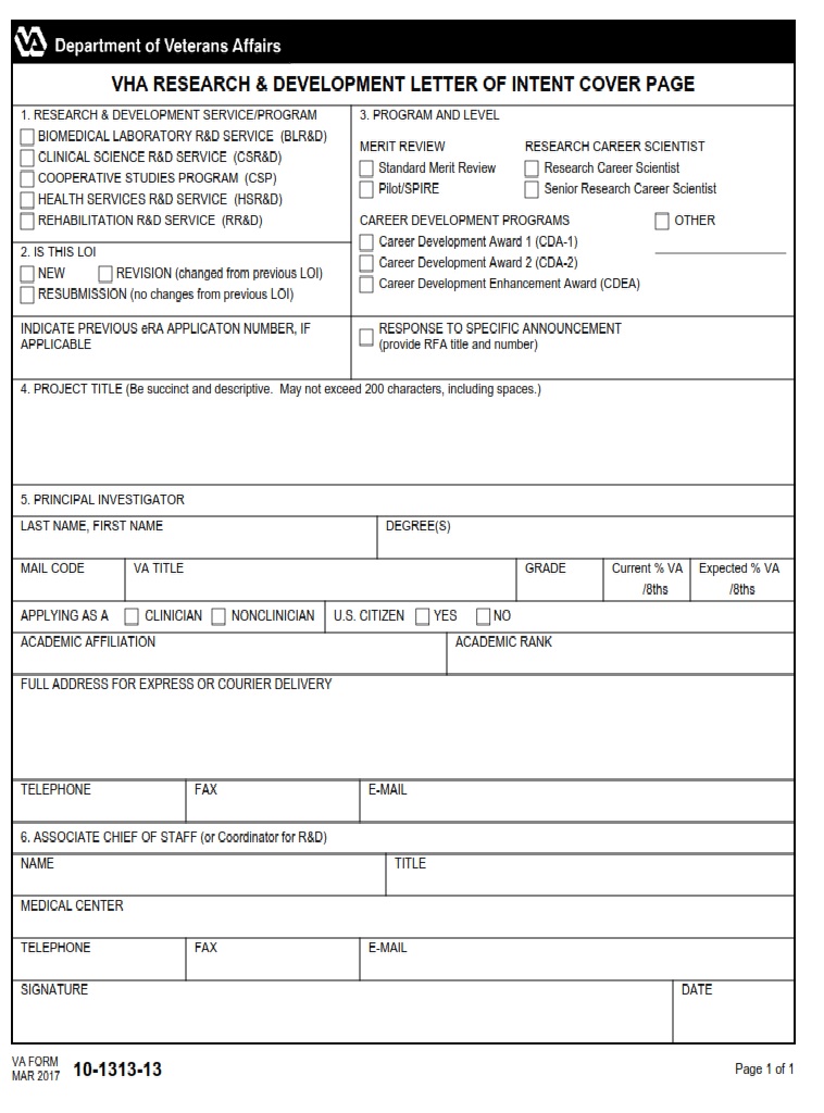 VA Form 10-1313-13