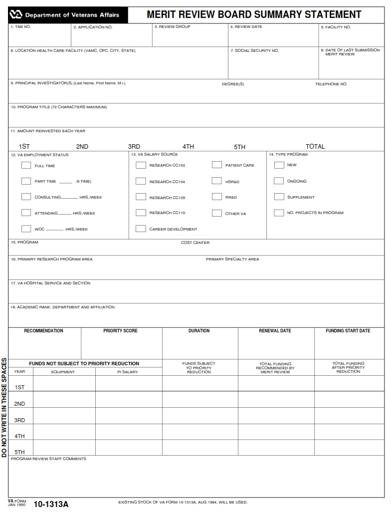 VA Form 10-1313A
