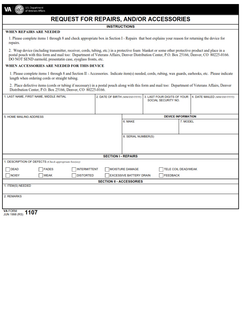 VA Form 1107