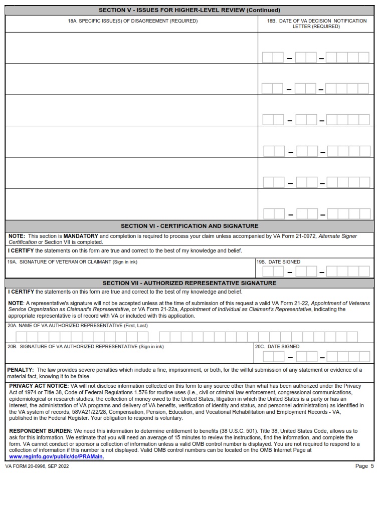 VA Form 20-0996 - Page 3