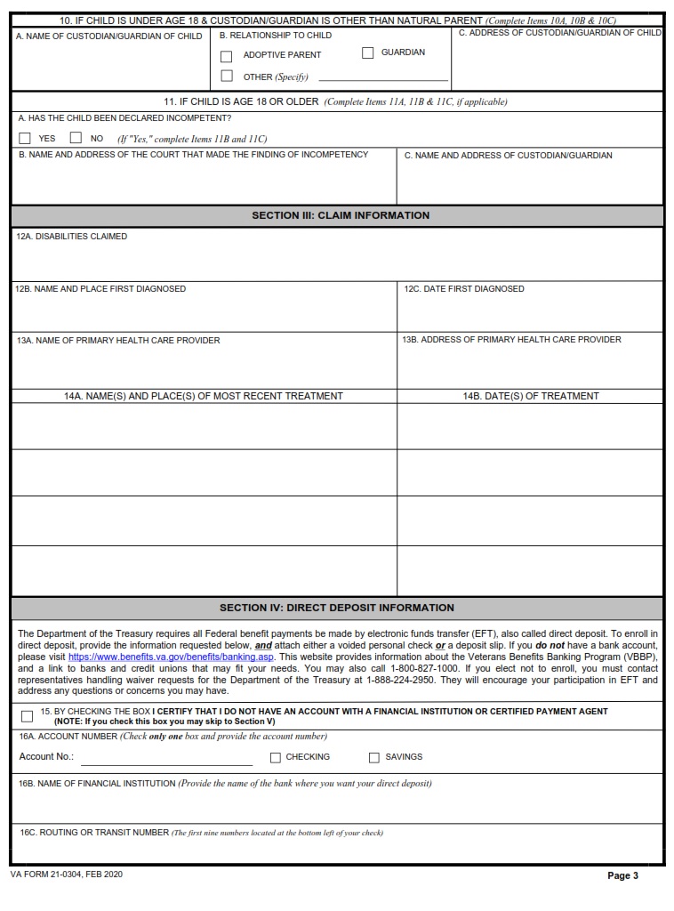 VA Form 21-0304 - Page 2
