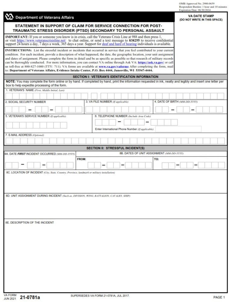 Va Form 21 0781a Example Fill Online Printable Fillab 4506