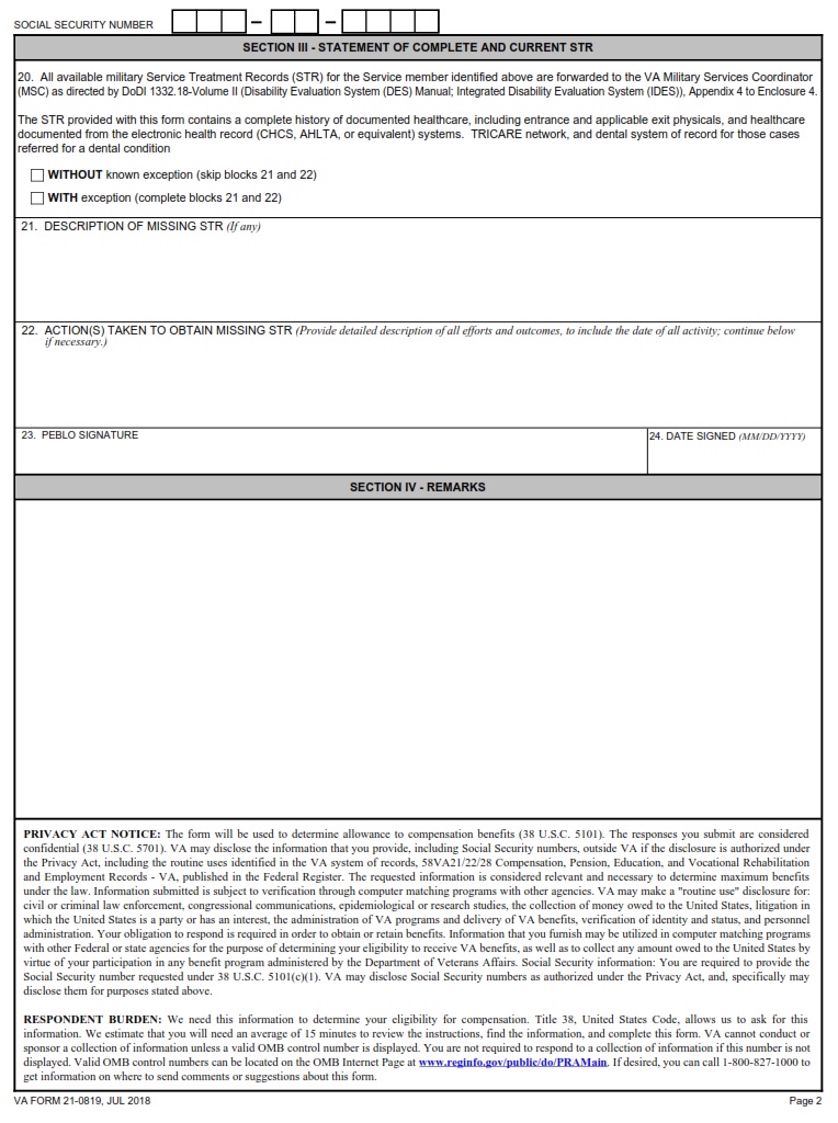 VA Form 21-0819 - Page 2