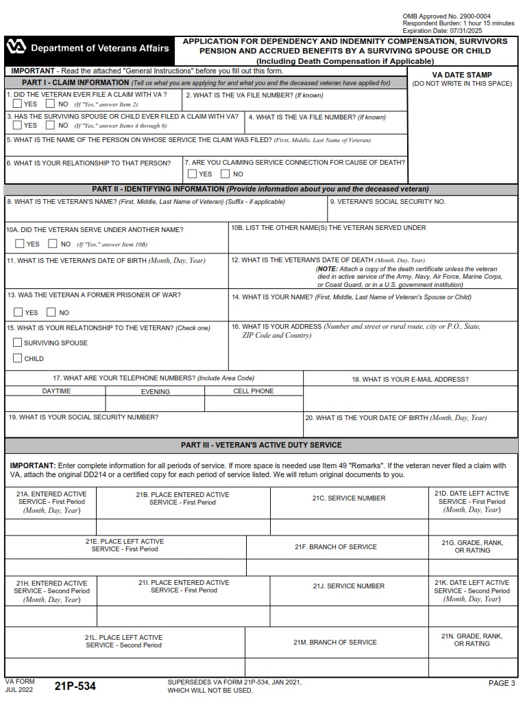VA Form 21-534
