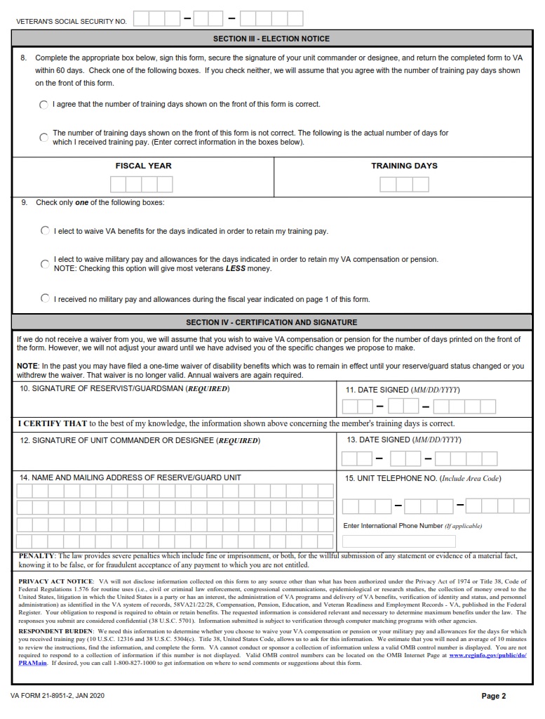 VA Form 21-8951-2 - Page 2