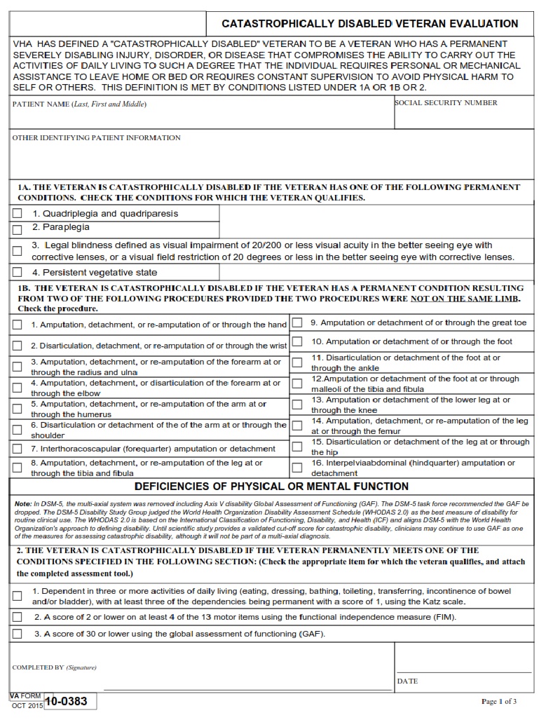 What Is A Catastrophically Disabled Veteran