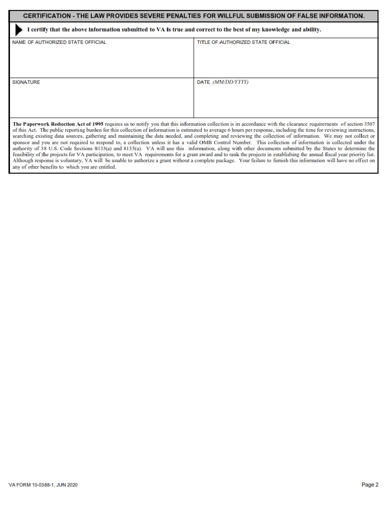 VA Form 10-0388-1 - Page 2