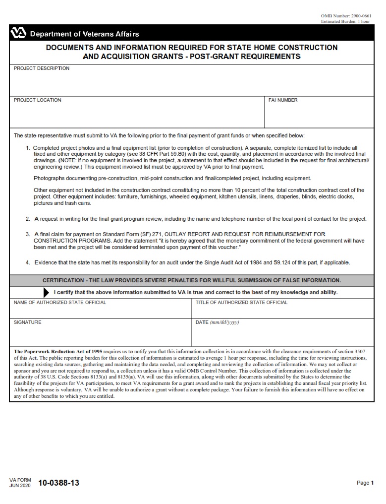 VA Form 10-0388-13