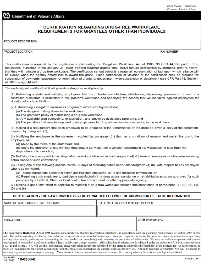 VA Form 10-0388-8