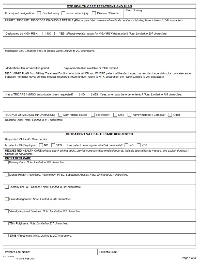 VA Form 10-0454 - Page 2