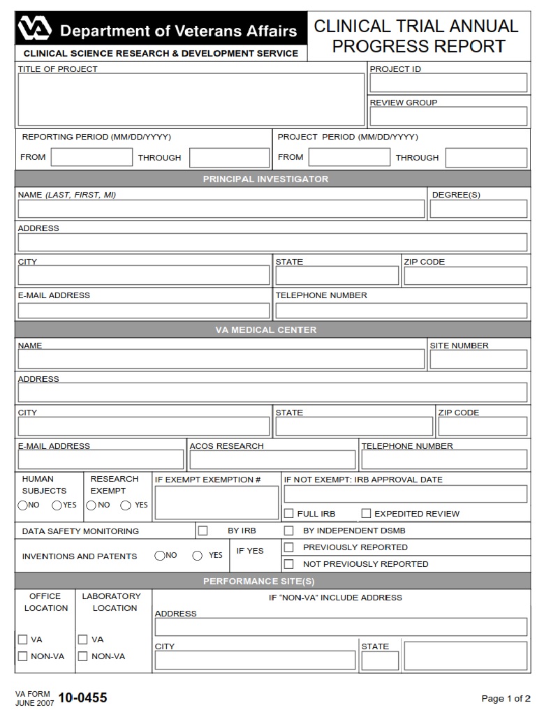 VA Form 10-0455 - Page 1