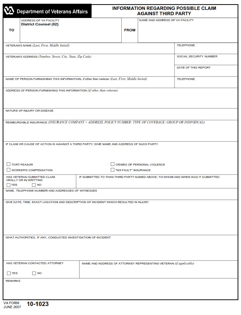 VA Form 10-1023