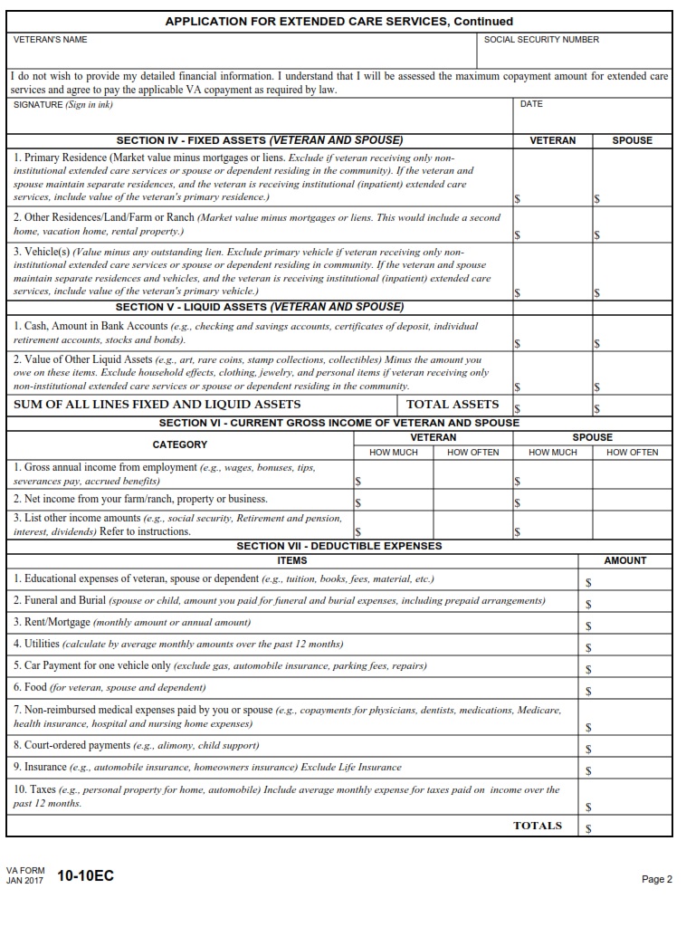 VA Form 10-10EC - Page 2