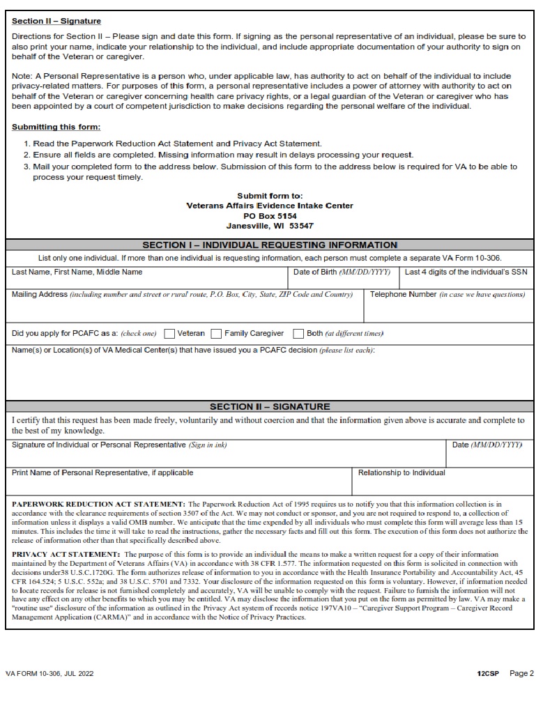 VA Form 10-306 - Page 2