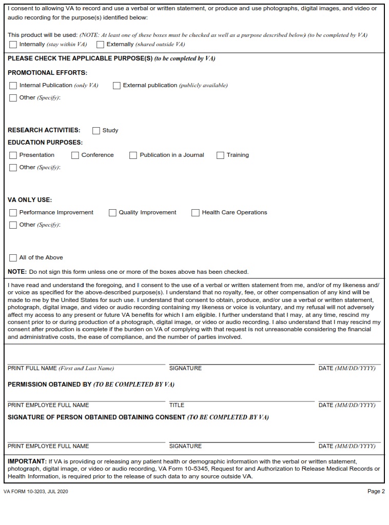VA Form 10-3203 - Page 2