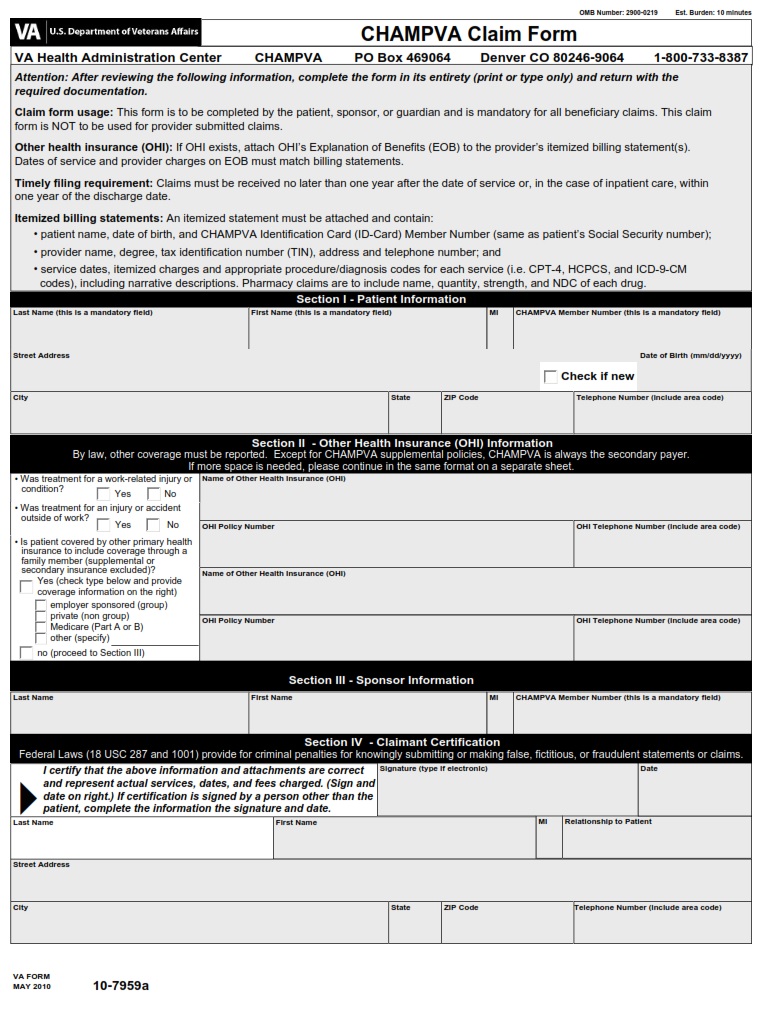 VA Form 10-7959A