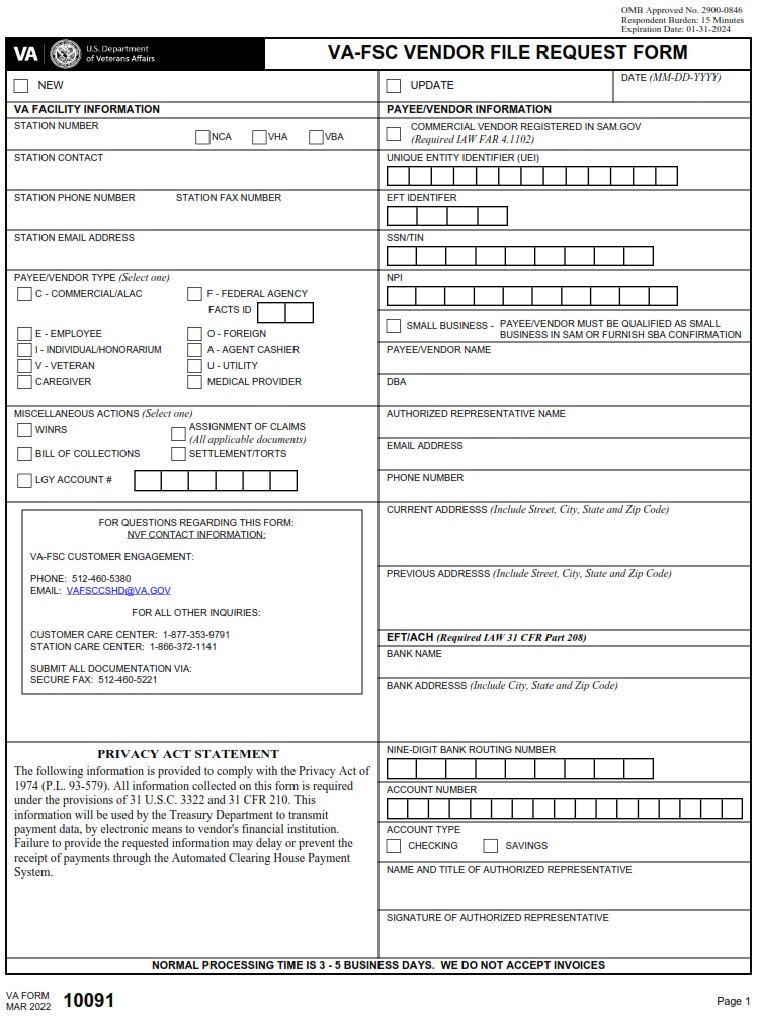 VA Form 10091-VA
