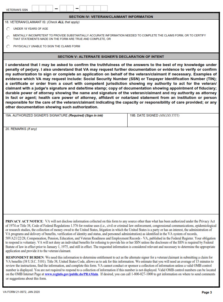 VA Form 21-0972 - Page 2
