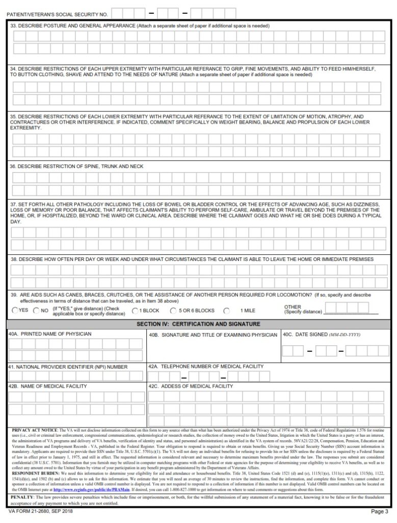 VA Form 21-2680 – Examination for Housebound Status or Permanent Need ...