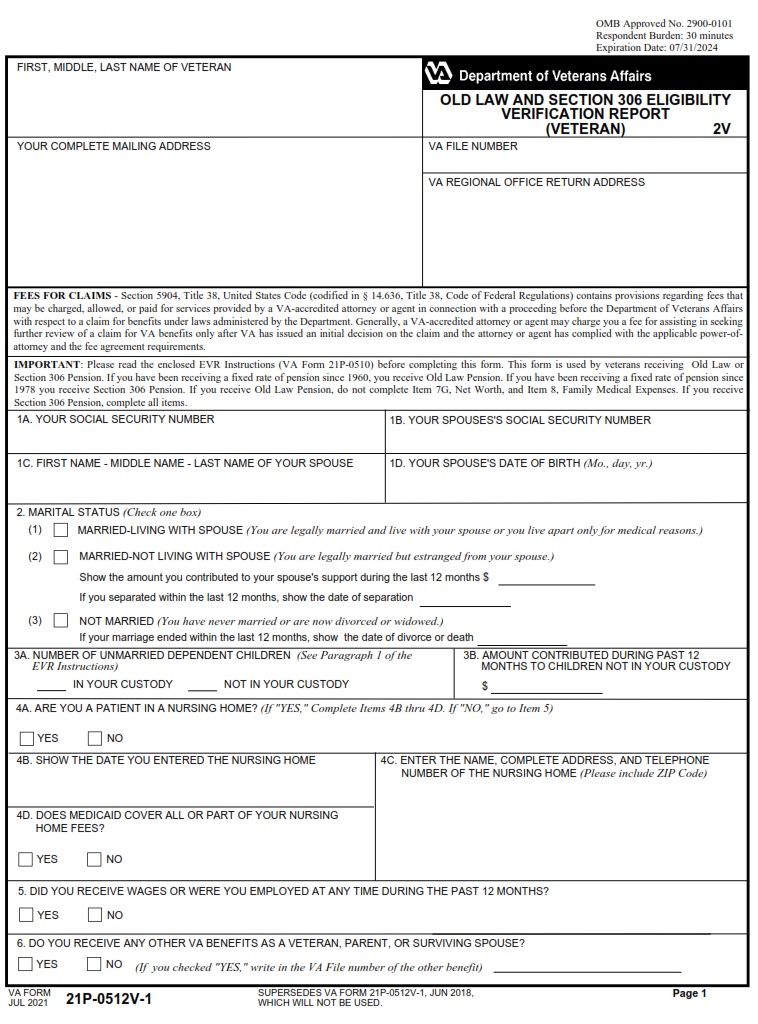 VA Form 21P-0512V-1 - Page 1