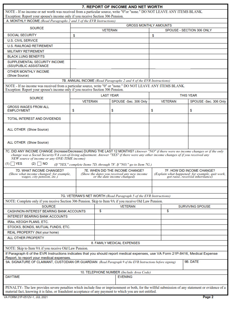 VA Form 21P-0512V-1 - Page 2