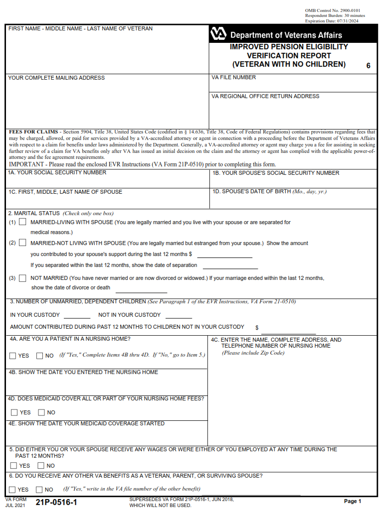 VA Form 21P-0516-1 - Page 1