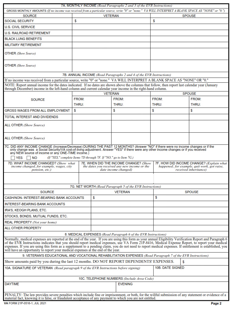 VA Form 21P-0516-1 - Page 2