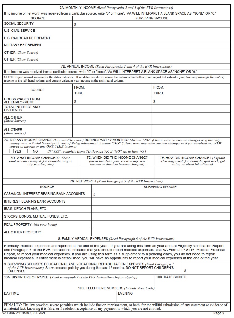 VA Form 21P-0518-1 - Page 2