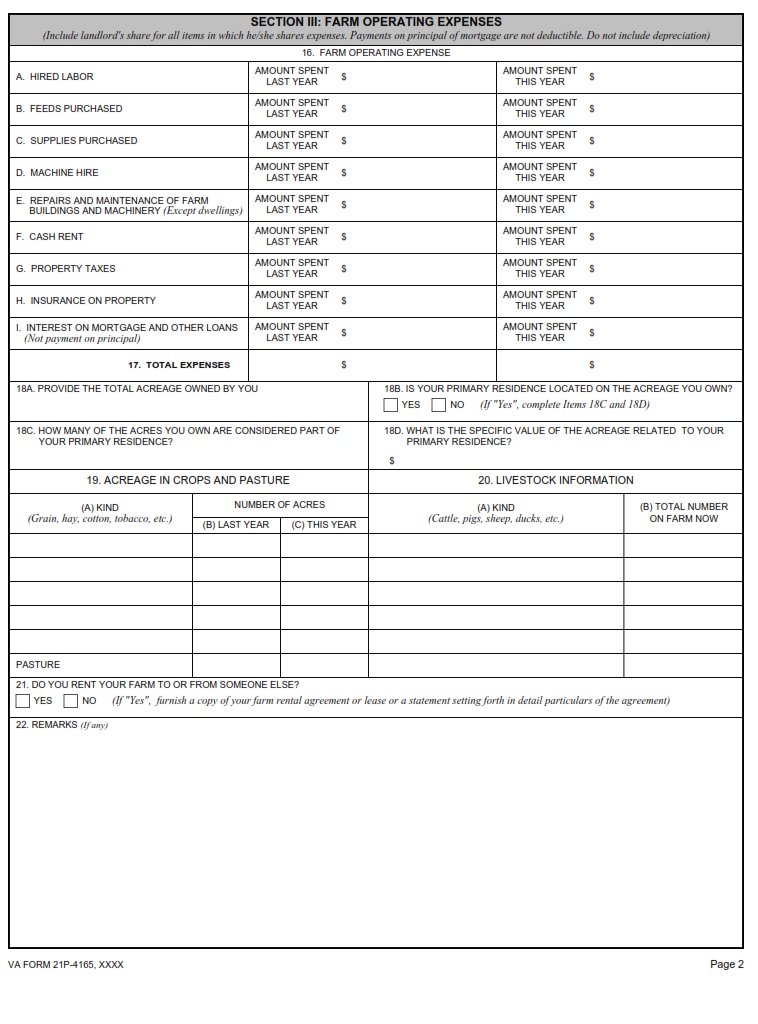 VA Form 21P-4165 - Page 2