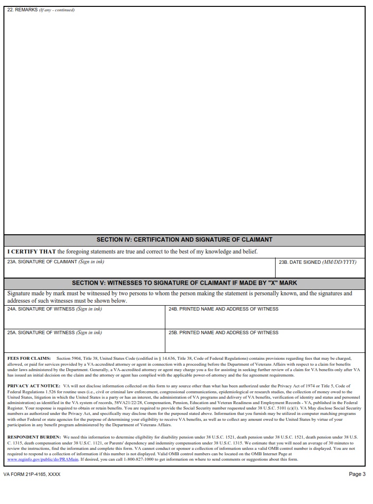 VA Form 21P-4165 - Page 3