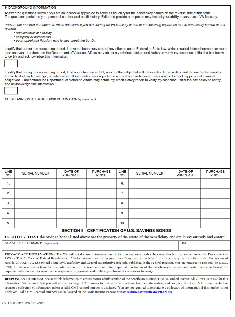 VA Form 21P-4706b - Page 2