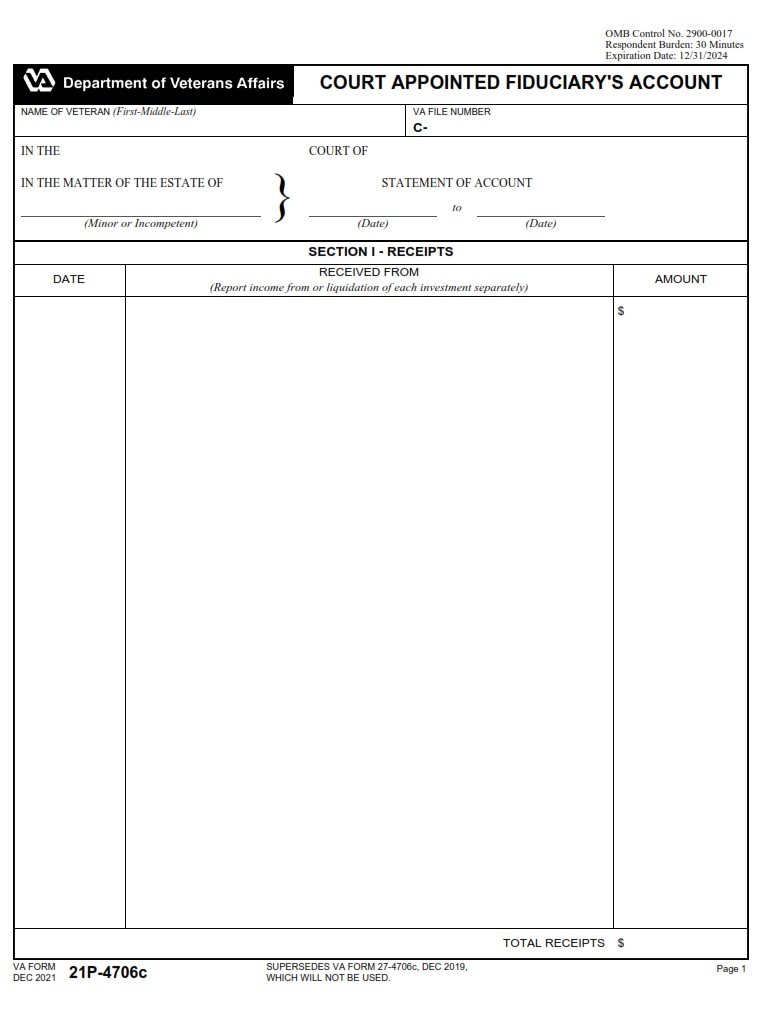 VA Form 21P-4706c - Page 1