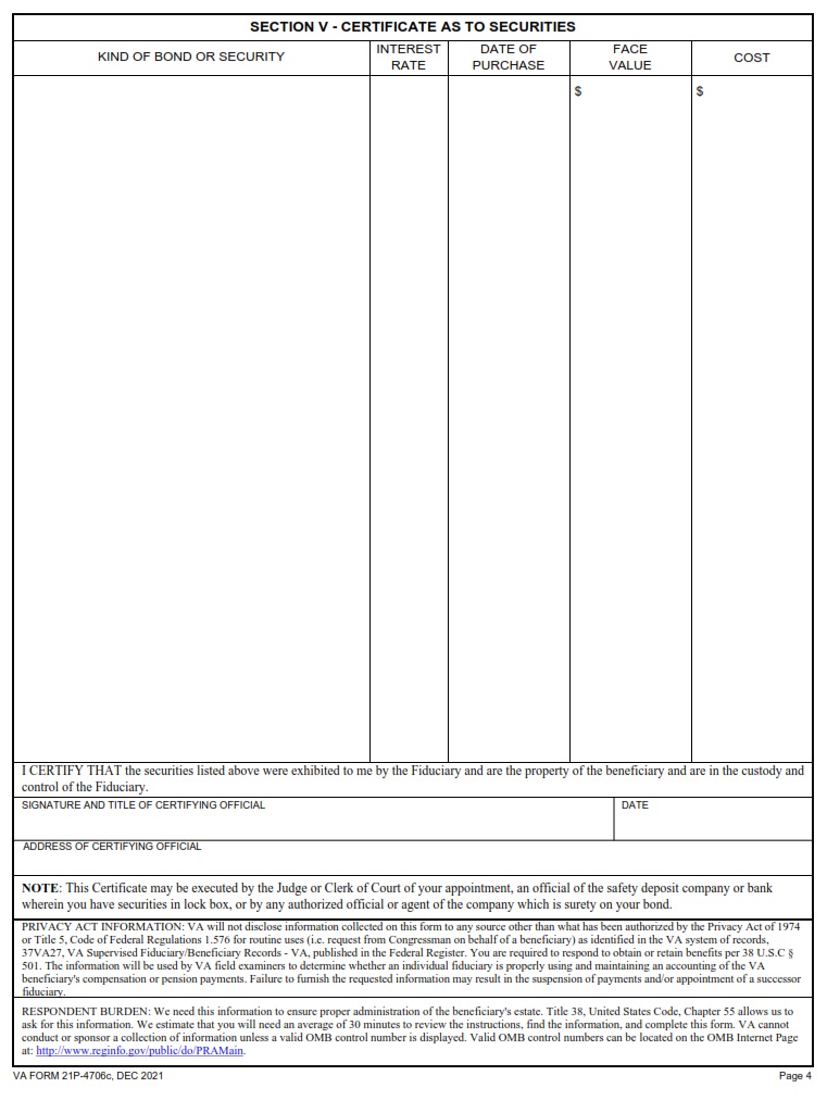 VA Form 21P-4706c - Page 4