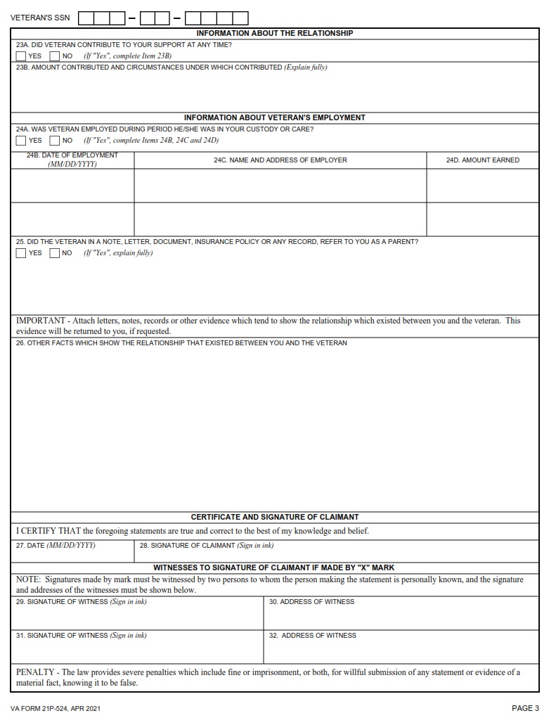 VA Form 21P-524 - Page 3