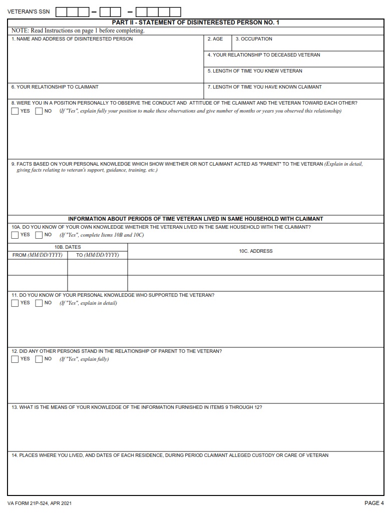 VA Form 21P-524 - Page 4