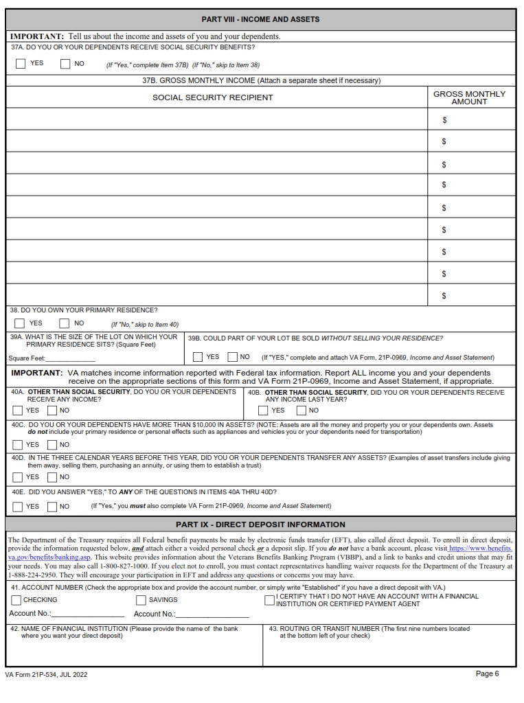 VA Form 21P-534 - Page 4