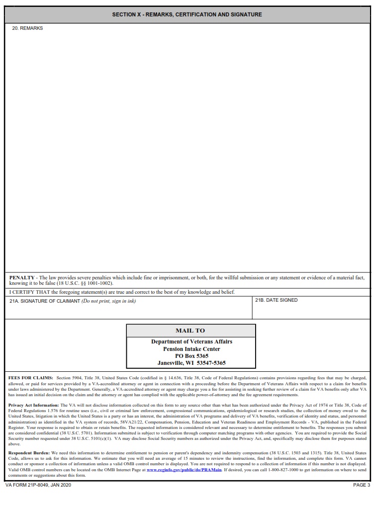 VA Form 21P-8049 - Page 3