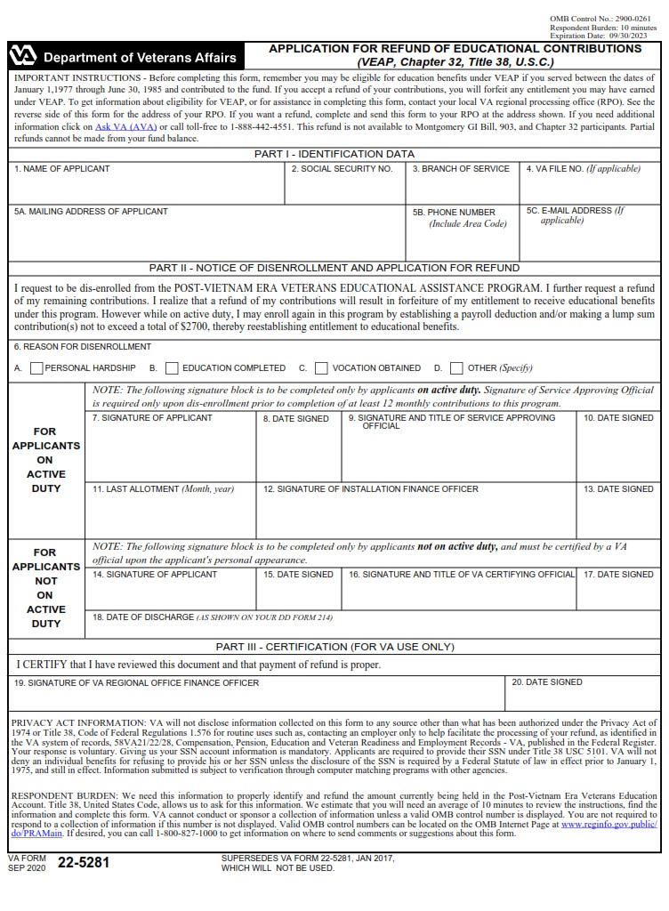 VA Form 22-5281