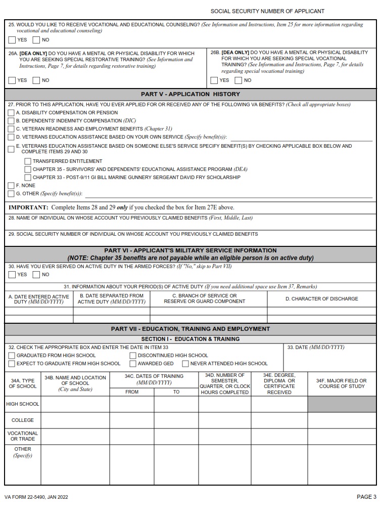 VA Form 22-5490 - Page 3