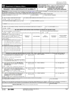 Va Form 26-1880 – Request For A Certificate Of Eligibility - Va Forms