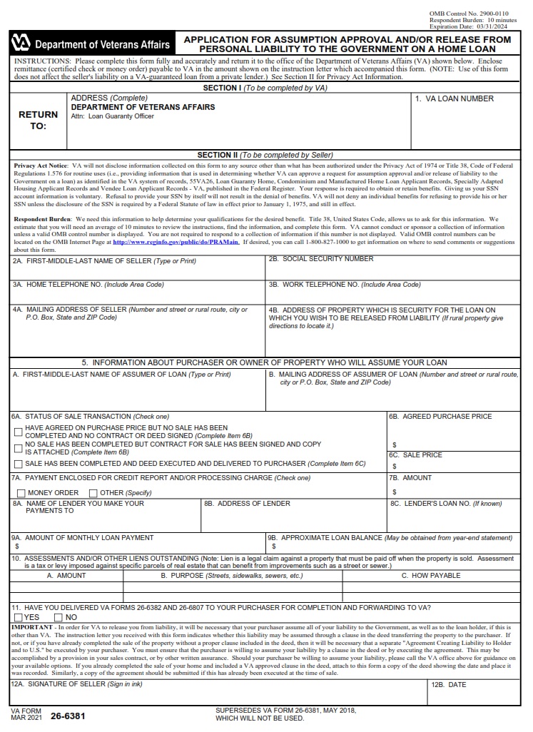 VA Form 26-6381