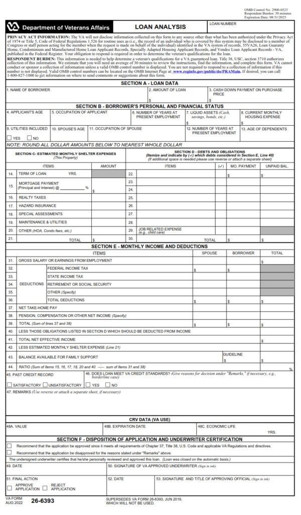 va-form-26-6393-loan-analysis-va-forms