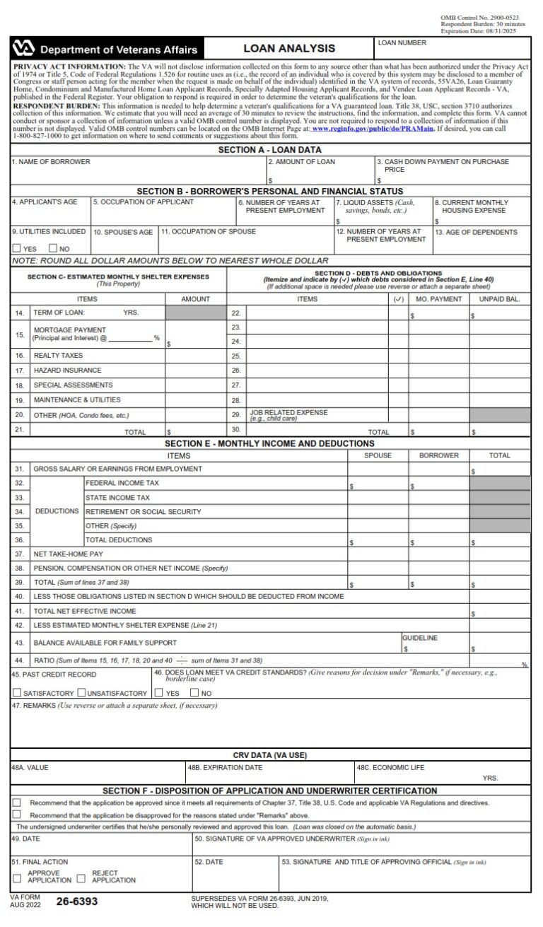 va-form-26-6393-loan-analysis-va-forms