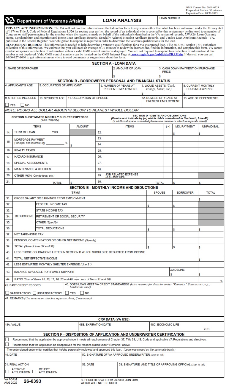 VA Form 26-6393