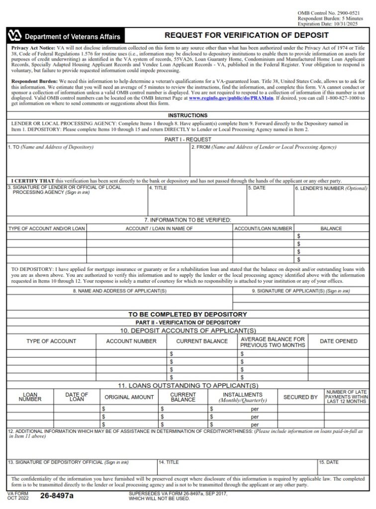 Va Form 26 8497 Fill Out And Sign Printable Pdf Templ 6403